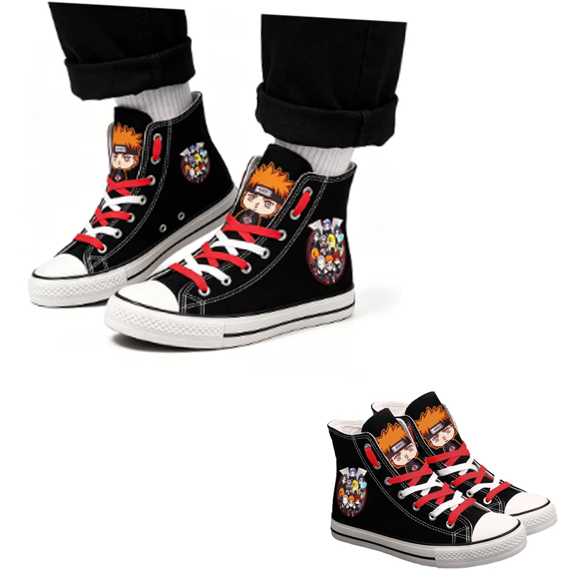 Anime Cosplay Ideas Girl - Sepatu Kanvas High-Top Naruto Uzumaki Sepatu
